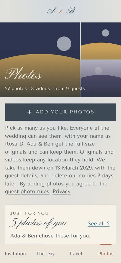 The Photos page on a phone