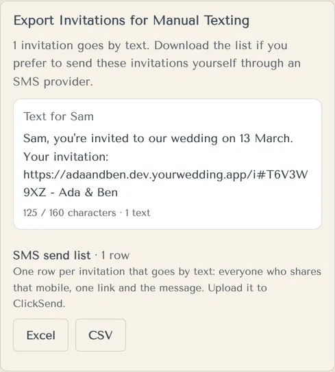 Export Invitations for Manual Texting