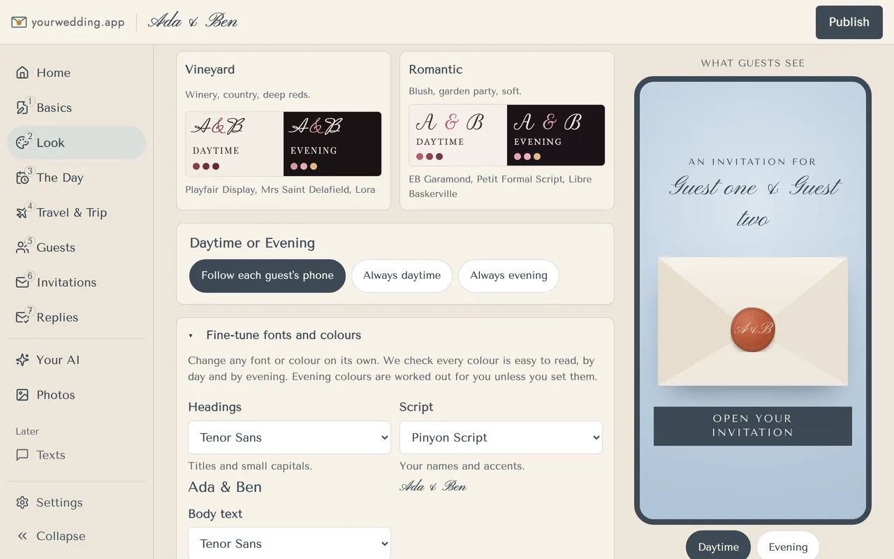 Fine-tune fonts and colours, opened